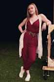 The color and make is very flattering. I had to safety pin the elastic around the back though because it was stretched out and kept sliding all the way down. The inseam was also a little tight but overall this outfit was super cute and perfect for the forth of July. - Haley H.