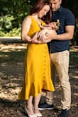 Love this dress! Used it to take some family photos with our newborn and it is such a beautiful vibrant color. It fit everywhere just right. It is a tad long for me (5'2") so would like to get it hemmed in the future but for now I just added some heels and it looked great! - Rachel G.