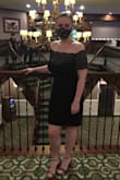 Perfect for cocktail party/dinner. The lace edging is stretchy, which made it comfortable. Felt/looked a tiny bit tight, but I wouldn't order up. - Shawna L.