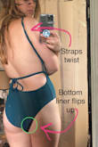 I've been eyeing this suit for a while but my size was sold out for quite a while! I ordered according to the size chart and other reviews as soon as it came back into stock.
I would say it runs a little small. There is definitely some side boob action happening. The straps tend to roll when you move and the black lining likes to flip outwards on the bottoms. It's cute and I love the color, material, and style but I would have ordered a large just to feel more comfortable. It's out of stock in that size, so I guess I will make it work! - Molly M.