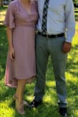 This was my third dress I bought for my best friend's wedding and third time is the charm. Light enough to keep you cool in the summer, but thick enough not to let anything show through. I had to use a lot of fabric tape to keep the top From being too revealing, but other than that the dress is perfect. Highly recommend. - Courtney G.