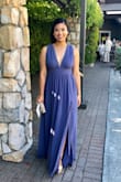 Wore to a family friend's wedding. Had to get the dress altered: (1) shoulder area was slipping off to the sides of my arms and (2) I was stepping on the dress even with heels on. The waist area fit perfectly. - Monica D.