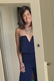 I was nervous about this jumpsuit since I have such a small chest but it fits perfectly! And I can wear a strapless bra with it, even better. Cannot wait to wear this out! (Once we have places to go haha) - Courtney F.