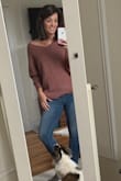 I absolutely love this over sized sweater. It's so comfortable and stylish! Once the blue comes back in stock I'm definitely getting it. - Courtney F.
