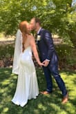I wore this for my Covid-style backyard wedding along with a veil I found on Amazon. It was absolutely perfect. I got SO many compliments and people asking me what bridal salon I bought it from and everyone was shocked to learn it was less than $200. The fabric is soft and breathable, it's super easy to walk in and the back is stunning. This was the perfect dress to make me feel like a beautiful bride! - Kacey W.