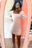 This dress is so cute and also so comfy!! The wrist is a little tight and there's only 1 button for it, making it nonadjustable. You can basically wear any bra with this dress which is awesome. Such a sexy, comfortable material!!! It just needs to be ironed or steamed before you wear it out. - Meena S.