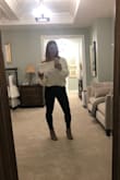 Love the neckline on this sweater (it slides up if you are moving all around)! The sleeves are very big, so be careful eating. Perfect Fall sweater to wear for date/girls night! - Elizabeth D.