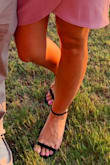 I love these shoes! The only thing is that the straps run large so it felt like the shoes were falling off my feet even though the actual size of the shoe fit. The perfect heel height, and they were comfy! Although, the strap at the bottom did rub on my pinky toes and hurt after a while. - Anna W.