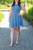 The color and style are great!! Love the adjustable straps. The back bunches a little near the clasp and the dress is a little short (and that's coming from a 5' tall person.) Other than that the dress is awesome! - Christina S.