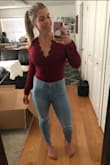 This bodysuit is flattering and stunning! It fits me perfectly. I usually am between a M and L, but I went with L because I didn't want it to be too tight. I'm glad I did. It's the right tightness on me. Great quality material. The deep V neckline is my favorite part of this body suit! - Brittany B.