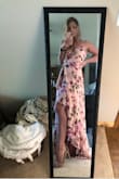 This dress is absolutely stunning. I cannot wait to wear this to a summer wedding in a few weeks! I love that even with 4" heels it has a slight train. This dress is made very well, and I am always happy with my orders from here! I usually order a small, but after looking at reviews and noticing that it is a non-stretch material, I opted to order a medium. It is a little baggy in the chest, but I think that's also part of the style. That being said I could have definitely ordered a small and been happy with the fit, but I don't think I need to exchange. - Mykael D.