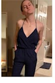 I absolutely love this jumpsuit! I love the halter top flair. The material is light weight, not see through and very comfortable. - Marybeth C.