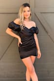I really liked the material and length of the dress but the top portion was not exactly what I expected. there is a LOT of material in the shoulder area. I ended up wearing it off the shoulder and loving it! - Kimberly A.