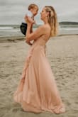 I LOVED this dress for family beach photos. It's perfect color and material was exactly what I had hoped for. Also very comfy and didn't need a bra, just a pad insert. Also dried well post water and sand came right off! - Hannah A.