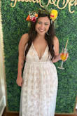I was so obsessed with this dress but it was a bit tight in the back and large in the chest area. After getting it altered it was perfect for my bridal shower! - Jessica P.