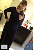 This dress is seriously gorgeous. Hangs so well, super soft, perfect length overall and for the slit. I wore it to a winter wedding. - Ashlee P.
