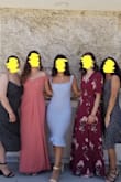 I ordered an XS thinking it would either fit perfectly, or be a bit too small. However, it was very loose around my arms and torso, and it wasn't a nice, 'flowy' kind of loose but rather the 'way too big' kind. Once it was altered, it fit very beautifully and I did not have to adjust the length. The dress is just as it is in the photos, although in brighter lighting it does look closer to red than burgundy. I wore this in sunny, 85 degree weather for about an hour and it was a bit warm, but the material isn't really thick or hot which was nice. - Saray L.
