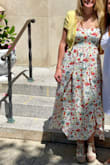 Comfortable material. Strapless top stays up very well. Perfect summer dress. - Chasidy V.