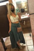 I ordered a small and sort of wish I went with an XS, I have to wear heels or it touches the ground and it's a little loose around my stomach but not too loose that I can't wear it. Still obsessed with it. - Kaylin H.