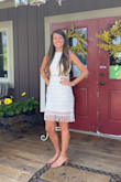 I loved this dress! Long enough for my height and not see through! (Still wore nude just in case). Was a little roomy but better than skin tight. - Sara D.
