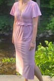 This dress is gorgeous at all times and feels like pajamas. I want to wear it all the time because it's so soft. I did iron it the first time I wore it. Hopefully the dryer will not make me iron it every time. I am in between small and medium. I read the other reviews and got a small and that was correct. - Samantha H.