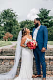 Wore this dress on my wedding day. Thought I was getting something simple, since this was only a small ceremony and cocktail hr prior to our big wedding and reception. But boy did I underestimate! This dress was so beautiful. I was in love and got so many compliments. I did have to hem, and take in the waist and straps a bit, but overall I was in love with my wedding dress! - Shari S.