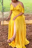 The dress is beautiful! It survived an outside summer wedding, it was very breathable and light weight. The only problem I had was the clasp kept coming undone so eventually I had to safety pin it, but was still beautiful - Dejerian W.