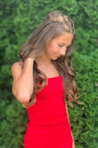 My daughter wore this dress to a sweet sixteen birthday party and it was perfect!  It is lined and has stretch though she didn't need it.  She ordered many dresses and she said this one felt most comfortable! - Amanda F.