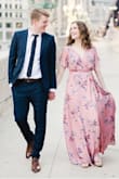 This dress was perfect for my engagement photos! It's great material, very flattering and a pretty color! It was a little low cut and long but I just used fabric tape and wore heels :) - Abby F.
