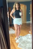 Love the stretch and asymmetric hem on this skirt. So cute with heels or flip flops!!! I'm 50 but still love this look. - Sabine M.