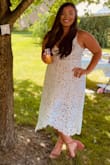 I wore this dress to my bridal shower and the compliments were non stop. The dress is truly gorgeous and so comfortable. The material is soft and very breathable. It hugs you in all the right places. I love this dress! - Megan M.