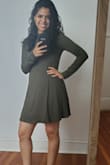 I love this olive green dress from Lulus. I don't normally wear turtle necks but this one balances the flirty skirt so perfectly. The material is very good quality. It is thick and soft and very comfortable. - Abigail G.