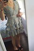 The dress is exactly like the photo, I love it. M was a little too large for me but I was worried that it would be too short if I ordered an S. Otherwise it's perfect. - Josephine M.