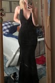 this dress is GORGEOUS. the only thing that is "loose" on me is the top portion. I needed a small in the top and medium in the hips lol
But overall PERFECT. nothing a little double sided tape won't fix for the loose top. I'm 5'10" and I'm always afraid dresses are going to be short on me.. but not this one!! - Ansley J.
