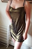 Love the fabric and the color. I do wish that this dress was a bit more form fitting and a couple more inches in length. Would've been cuter with a lower cut back. So close to what I've been searching for just not quite. - Kendra T.