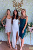 I wore this to a bridal shower with a pair of gold heels. This did flatter my features and looked great on. - Jennifer M.