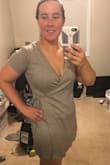 I like the wrap style of the dress and the fit and the shape. The fabric is thicker than I expected which makes it feel higher quality (has a bit of a chemical smell, but will likely come out when washed.) My biggest complaint is when worn with a bra my bra peaks out. It would make a wonderful swimsuit cover or could be worn over something else. - Grace R.