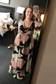 Overall loved the style - sleeves, natural waist, slit. Only gripe was it's difficult to wear this one with a larger chest - I ended up pinning it. It is longer but with wedges I was able to manage without stepping on it too much. - Rachel K.