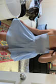 So I love this dress all around. The only issue I have is that the dress that is modeled in the photo looks much more washed out than it is in person. I bought this dress for either my bridal shower or my bachelorette party thinking it wasn't going to be so blue but it is very Dorothy from the Wizard of Oz-esque. Overall, love it! Just wanted to let anyone that's looking to buy this dress know. - Ashley D.