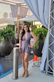 This romper is so flattering! I'm pretty curvy in all areas but I felt it hugged me nicely everywhere ....not too tight or clingy at all. It's super comfortable too! The material is super soft and is such a beautiful purple/gray color. I highly recommend! - Jennifer G.