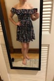 This looks super cute on the model but was too short for me. Not a huge fan of the material either as it felt a bit cheap and scratchy. Ended up returning it. - Lauren D.