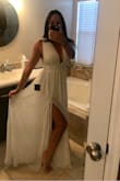 My fiancé and I are eloping to Amalfi coast next summer. I plan to purchase a more formal wedding gown but need a more casual, flowy dress for some photos we plan to take by an infinity pool, beach, yacht etc. This dress will be PERFECT! It is exactly what I wanted! I can't wait! The fit is perfect too! It is a little long but I do not plan to get any alterations. - Bridget C.