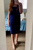 Love this dress. Ordered it for a bridal shower. The M fits a little tight across the chest, but that's the largest part of me. The length was great and hit just below my knees. Pockets are a nice touch. - Megan B.