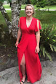 super flowy and comfy dress, got tons of compliments on it and loved wearing it for a summer wedding. only thing i didn't like was that i had to pin the dress closed around my thighs since it would just open right up like a robe, but no issues otherwise! - Avalon G.