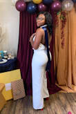 This jumper was very great Quality! It wasn't see through and had a lining in it! I had to get it taken up in the legs because it was too long for my height! It was the perfect outfit for my bridal shower - TorraNesha M.
