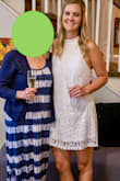 Just like many COVID brides, I needed a more casual dress for my tiny wedding and this was perfect! I am not very curvy and was afraid this would look like a sack on me but it turned out to be very flattering and I received so many compliments throughout the evening! I was not sure whether to go with a small or medium and am glad I went with the medium - I think the small would have fit but I enjoyed having a little wiggle room while eating and drinking. - Kelsey D.