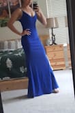 The material is amazing, stretchy and so comfy! The color is exact as the picture and fits perfectly. It also arrived pretty fast.
Although I had to fix the length since I'm just 5'3" so I ended up spending some little extra money, but I knew that was gonna happen. I'm really happy with my purchase! - Gisela S.