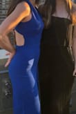 I've been looking for a jumpsuit for a while and I'm picky. Haha I loved the rich blue color and style. I'm a very petite so I would have ideally gotten a 0 for a more fitted In the waist look, XS was Not an option.  I am normally a 2, this is more a 2/4 fit. Size S.  I had to hem it 2 inches for heels, no biggie: looks great and flattering. I like it so much I may take in the waist to get a better fit. The crotch is droopy which many people don't mind, I wasn't used to it. Overall super cute. Just not picking above! - Nancy S.