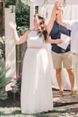 After postponing our wedding, we decided to have a minimony in our backyard with just family. This was the PERFECT dress. I had to order the XL because L wasn't available so it was a bit big (the L would have fit perfect) but my mom was able to take both the top and bottom in and it fit beautifully. - Kristina A.