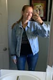 Fits a little oversized which I love. I can wear it over a hoodie or sweatshirt for layering, and the sleeves are a nice length to feel cozy. The light wash is great because I can wear it with my denim jeans without looking too matchy matchy. - Amanda T.